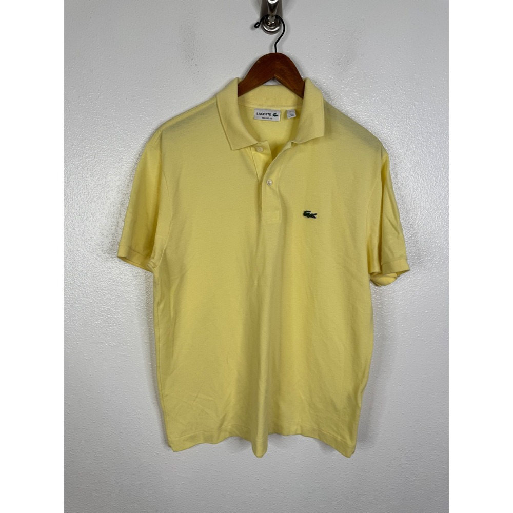 Lacoste Mens Classic Fit Polo Shirt Yellow Cotton Pique Short Sleeve Large
